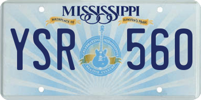 MS license plate YSR560