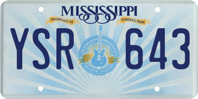 MS license plate YSR643