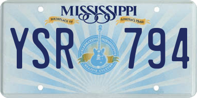 MS license plate YSR794