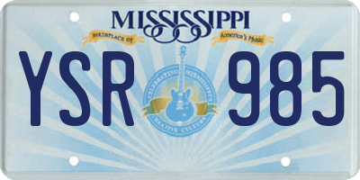 MS license plate YSR985