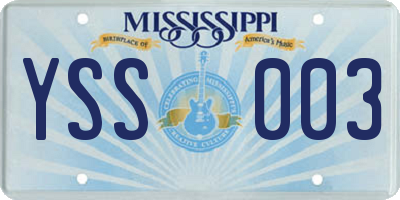 MS license plate YSS003