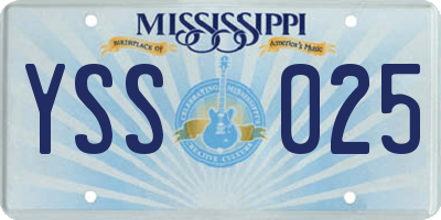 MS license plate YSS025