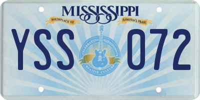 MS license plate YSS072