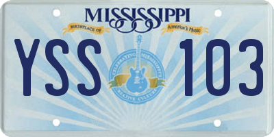 MS license plate YSS103