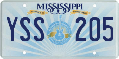 MS license plate YSS205