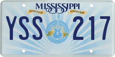 MS license plate YSS217
