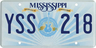 MS license plate YSS218