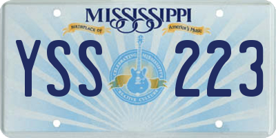 MS license plate YSS223