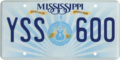 MS license plate YSS600