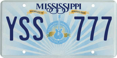 MS license plate YSS777