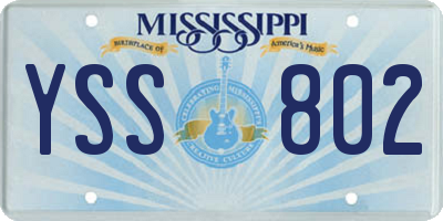 MS license plate YSS802