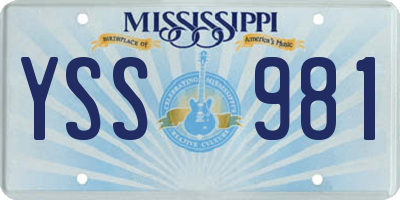 MS license plate YSS981