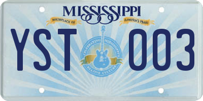 MS license plate YST003