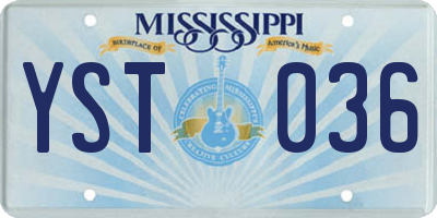 MS license plate YST036