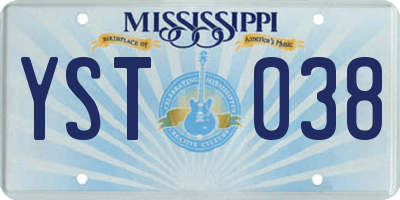 MS license plate YST038