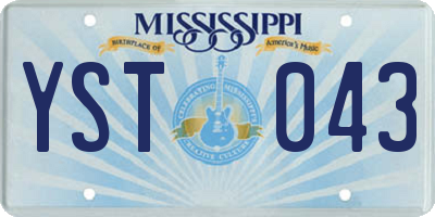 MS license plate YST043