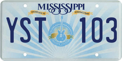 MS license plate YST103