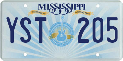 MS license plate YST205