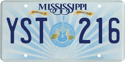 MS license plate YST216