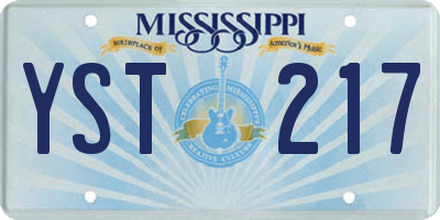 MS license plate YST217