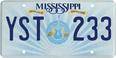 MS license plate YST233
