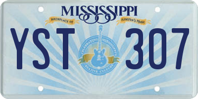 MS license plate YST307