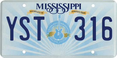 MS license plate YST316