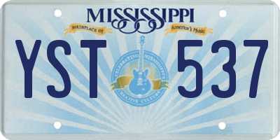 MS license plate YST537