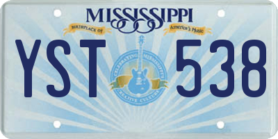 MS license plate YST538