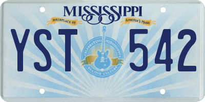 MS license plate YST542