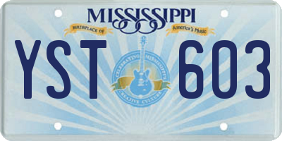 MS license plate YST603