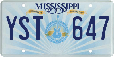 MS license plate YST647