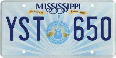 MS license plate YST650