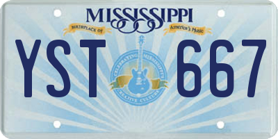 MS license plate YST667