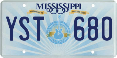 MS license plate YST680
