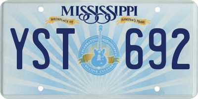 MS license plate YST692
