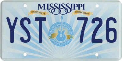 MS license plate YST726