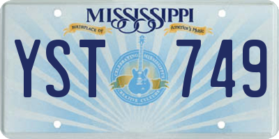 MS license plate YST749