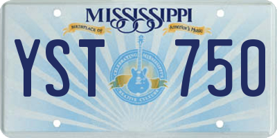 MS license plate YST750
