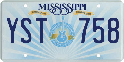 MS license plate YST758