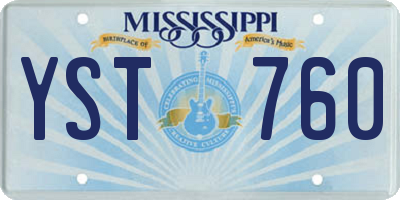 MS license plate YST760