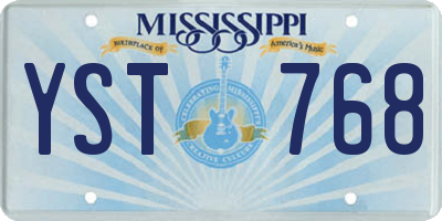 MS license plate YST768