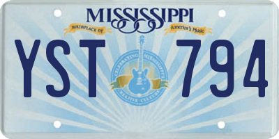 MS license plate YST794