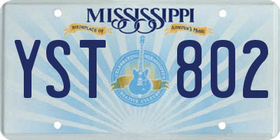 MS license plate YST802