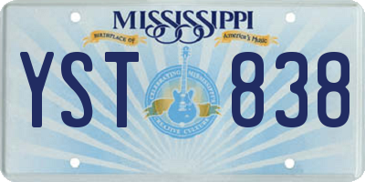 MS license plate YST838