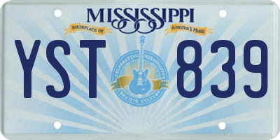 MS license plate YST839
