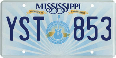 MS license plate YST853