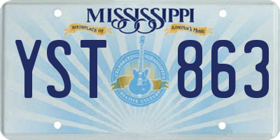MS license plate YST863
