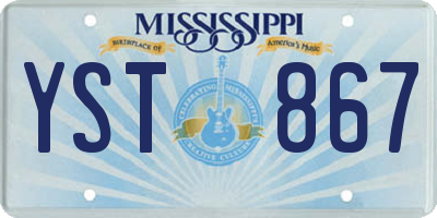 MS license plate YST867