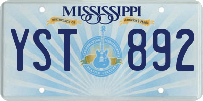 MS license plate YST892
